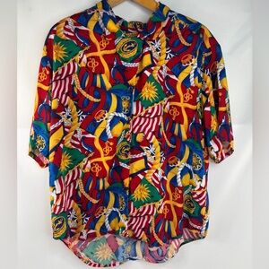Vintage Pendleton Classic Size 16 Top Blouse Short sleeve Nautical Button Front